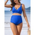 thumbnail image 5 of Ruched V Neck Two Piece Bikini Sets for Maternity Adjustable Straps Pregnancy Bathing Suits, 5 of 7