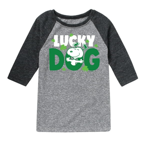 Snoopy Lucky Dog - Toddler And Youth Raglan Graphic T-Shirt