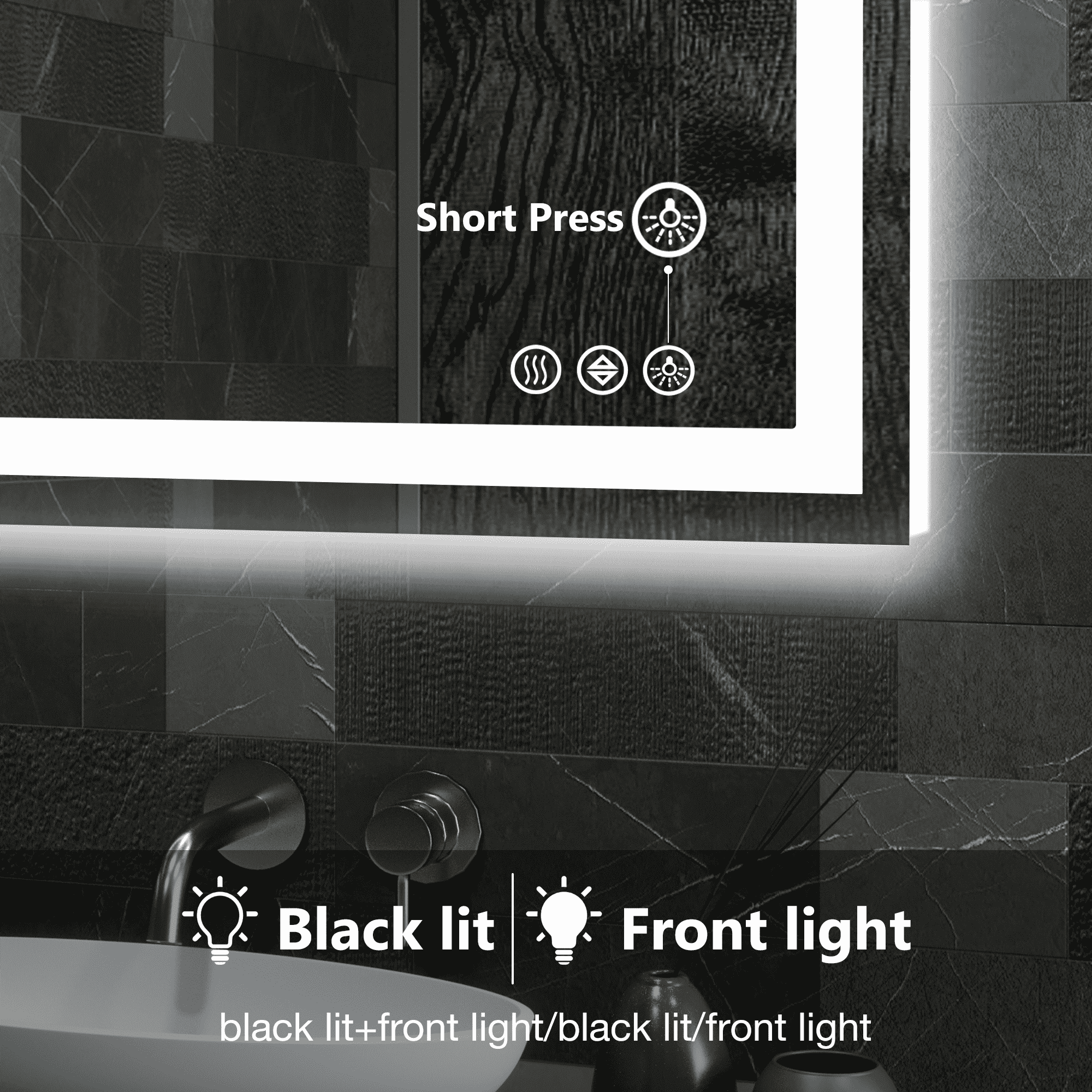 MAYEERTY 28"x36" Anti-fog LED Bathroom Mirror, Wall Mounted Vanity Mirror
