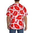 thumbnail image 3 of Rateoe Lips Kiss Pattern Men's Short Sleeve Classic Shirt, Casual Short-Sleeved Shirt, Lightweight Summer Shirt, Cuban Collar Shirt,Button-Front Shirt-XX-Large, 3 of 5
