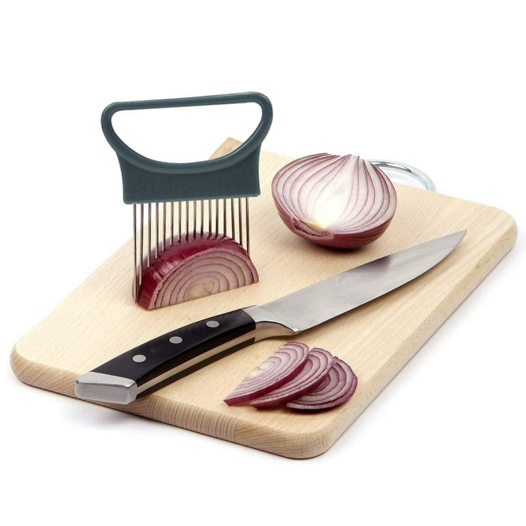 BeeSpring Slicer Meat Slicer, Food Slice Assistant Onion Holder Slicer,  Kitchen Gadgets kitchen Utensil Holder - Stainless Steel Vegetable Holder