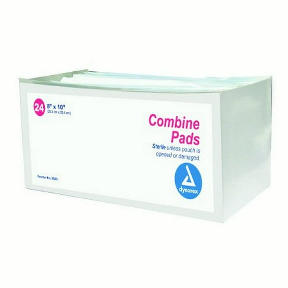 Dynarex Abdominal Pad Nonwoven / Fluff 8 X 10 Inch Rectangle Sterile, 3503 - Pack of 24
