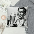 thumbnail image 2 of YANMS Throw Pillow Covers with Glass Retro Vintage Drink Art Happy Fifties Classic Men People Smiles for Living Room Bedroom Sofa, 2 of 5