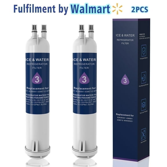 EDR3/RXD1 Water Filter 3 Replacement Compatible with 4396841 4396710 and Kenmore 46-9083 46-9030 P1RFWB2 P1WB2L T1RFKB1, 2-Pack