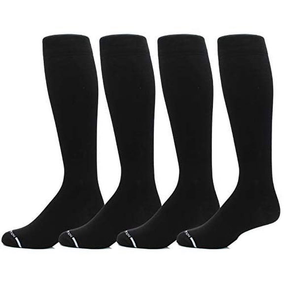 4 Pairs Men's Dr. Motion Athletic Traveler Graduated Compression Knee High Socks (Pack-Black)