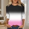 thumbnail image 1 of Ounisa Hauts Dégradés pour Femmes Manches 3/4 Nœud Imprimé Vêtements Raglan Col Rond Chandail Chemises Amples P-5TG, 1 of 6
