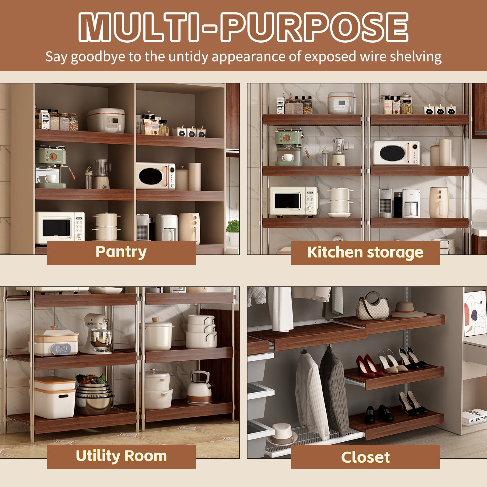 30" x 16" Heavy Duty MDF Wood Shelf Liners, 0.6 Inch Thick Wire Rack Covers for Removable Closet Pantry Shelves, Tool-Free Shelf Cover for Cabinet Bathroom Kitchen Shelving Decoration
