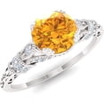 thumbnail image 2 of beryl_creation 1.90 Ct Round Cut Yellow Citrine Wedding Engagement Halo Ring 14K White Gold Plated 925 Sterling Silver For Women's -7, 2 of 2