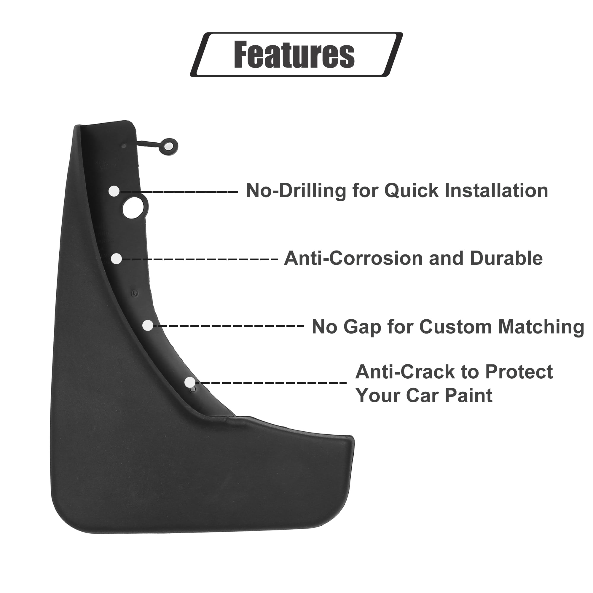 1 Set Mud Flaps Splash Guard No-Drill Mudguards Wheels Protection Set with Hardware for Jeep