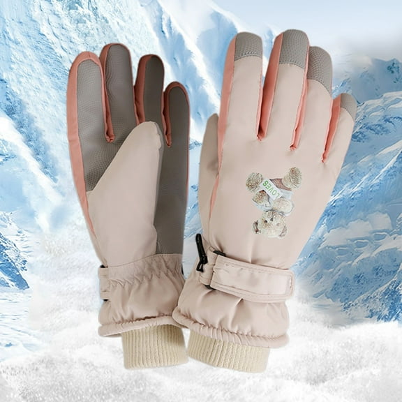 Nkmbld Thermal Warm Winter Gloves for Cold Weather, Windproof Warm Gloves with Touch Screen Fingers Thermal Glove for Running Riding Cycling Driving, Beige