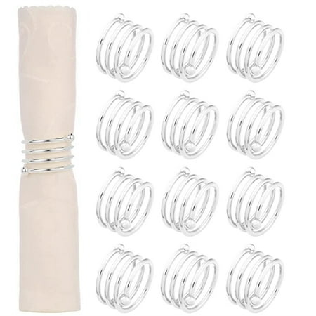

Spring Napkin Rings 12 Metal Spiral Napkin Rings Round Silver