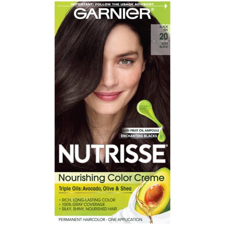 Garnier Nutrisse Nourishing Hair Color Creme (Blacks), 20 Soft Black (Black Tea), 1 (Best Jet Black Hair Dye Brand)