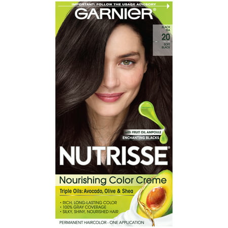 Garnier Nutrisse Nourishing Hair Color Creme (Blacks), 20 Soft Black (Black Tea), 1