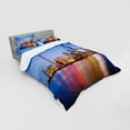 thumbnail image 3 of Urban Duvet Cover Set, City Skyline of Shanghai China on Huangpu River Dusk Famous Travel Destination, Bedding Set with Shams and Fitted Sheet, 3 Sizes, by Ambesonne, 3 of 3