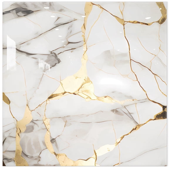 DEWOO 10pcs Peel and Stick Backsplash Wall Tile, Waterproof Peel and Stick Marble Wall Tiles, Self-Adhesive Panels for Bathroom, Kitchen, and Living Room (White Gold Marble,12"12")