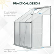 Beyamis Green House Aluminum Lean-to Walk-In Polycarbonate Greenhouse - 6 x 4, Adjustable Roof Vent, Rain Gutter, Sliding Door, Clear, Winter-Resistant Space-Saver