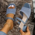 thumbnail image 4 of Lenago Women's Open Toe Chunky Heel Sandals Ankle Strap Platform Slides Summer Casual Walking Shoes Comfortable Fashionable Summer Vacation Blue 7.5, 4 of 8