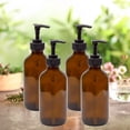 thumbnail image 3 of Cornucopia Brands 8oz Glass Pump Bottles (4-Pack, Amber Brown), Lotion Soap Dispensers w/ Black Plastic Pumps, 3 of 9