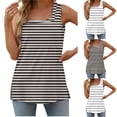 thumbnail image 1 of Ashirexll Débardeurs pour Femmes Mode Rayé Imprimé Ample Sans Manches Confortable Chandail Blouses, 1 of 6