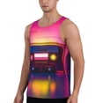 thumbnail image 2 of Gukieu Neon Cassette Tape Print Men's Quick Dry Fitness Vest, Round Neck Sleeveless Fitness Bodybuilding Top-X-Large, 2 of 7