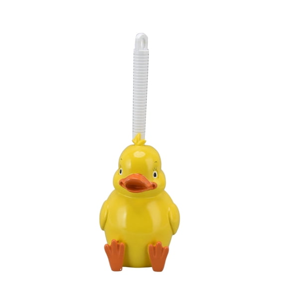 BIMZUC Little Yellow Duck Toilet Brush Set - Seamless Deep Cleaning Toilet Brush with Holder Base, Cute Bathroom Cleaning Tool for Home