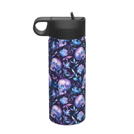 

Ocsxa Blue Skull Crystal Print 18 oz Insulated Water Bottle With Straw Stainless Steel Sports Water Cup Flask Wide Mouth Travel Thermal Mug for Home Office or Car