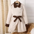 thumbnail image 2 of LRen Girls Winter Dress Coat Button Peacoat Notch Lapel Long Sleeve Double Breasted Outerwear with Pockets,A-Beige,10-11 Years, 2 of 6