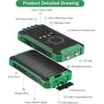 thumbnail image 2 of 2PK Power Bank Wireless Charger 46800mAh Built in 4 Cables Six Outputs 15W Fast Charging Power Bank for All Mobile Devices Three Inputs Solar Portable Charger with Dual Flashlights, Carabiner(Green), 2 of 8