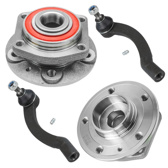 Detroit Axle Replacement for Volvo S70 V70 V70 Front Wheel Hub and Bearing Assembly, Outer Tie Rod Ends 5 Bolt - 4pc Set