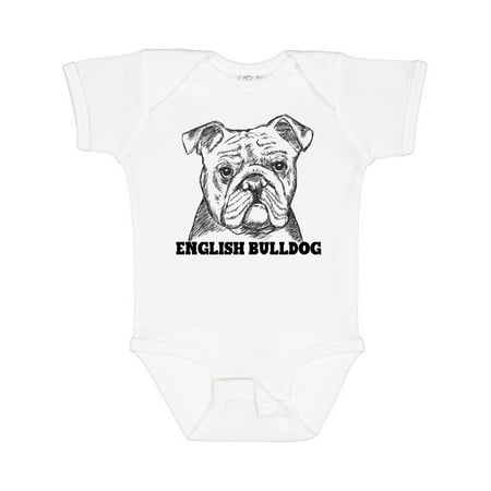 

Inktastic English Bulldog Sketch Portrait with Dog Breed Name Gift Baby Boy or Baby Girl Bodysuit