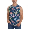 thumbnail image 2 of Lsque Dinosaur Print Men's Cotton Blend Sleeveless Muscle Shirts (S-3XL)- Moisture Wicking, Odor Protection, UPF 30+,, 2 of 8