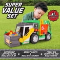 thumbnail image 2 of Maxx Action 3-N-1 Maxx Recycler – Large Motorized Garbage Truck Toy for Kids – Learning Activity Vehicle Includes Dumpster, Trash Bin and Miniature Trash Pieces – Green, 19 Inches, 2 of 5
