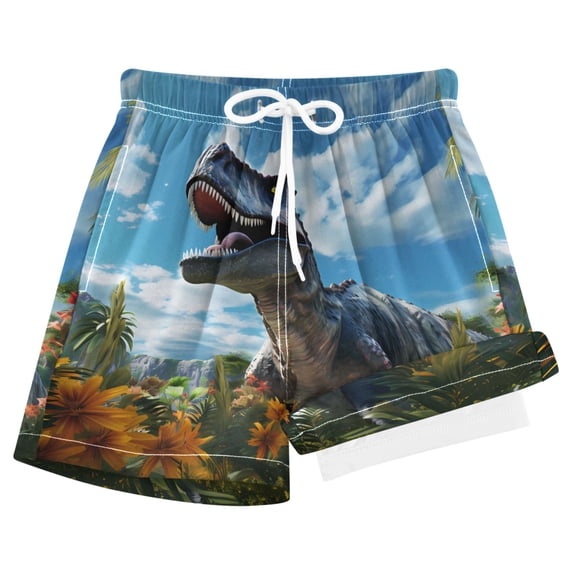 joogoo Dinosaur in Forest Boys Swim Trunks Beach Swimsuit Shorts Boxer 8Y