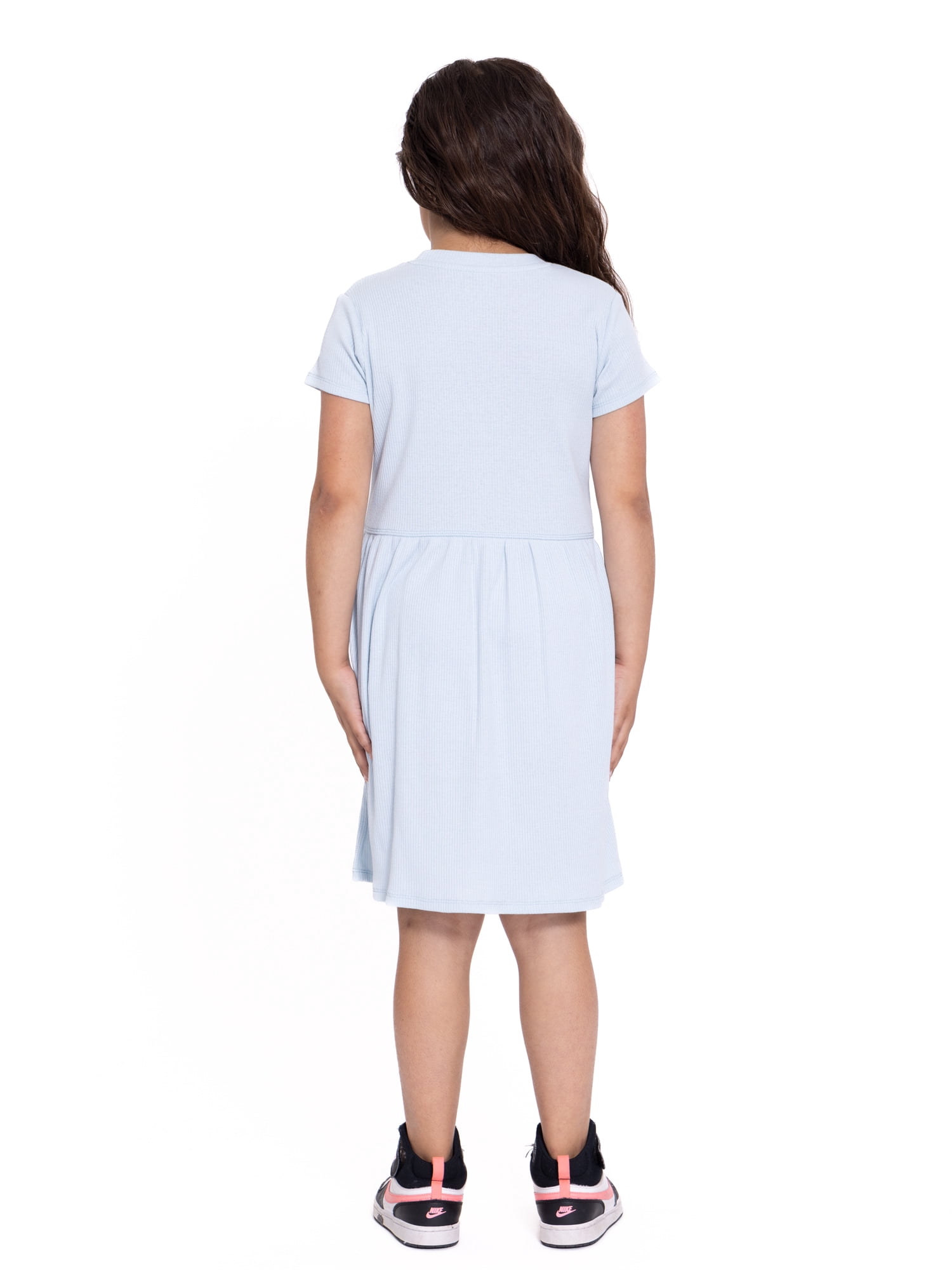Stitch Crew Neck Short Sleeve Mid Length Dress, 10-12 (Girl's)