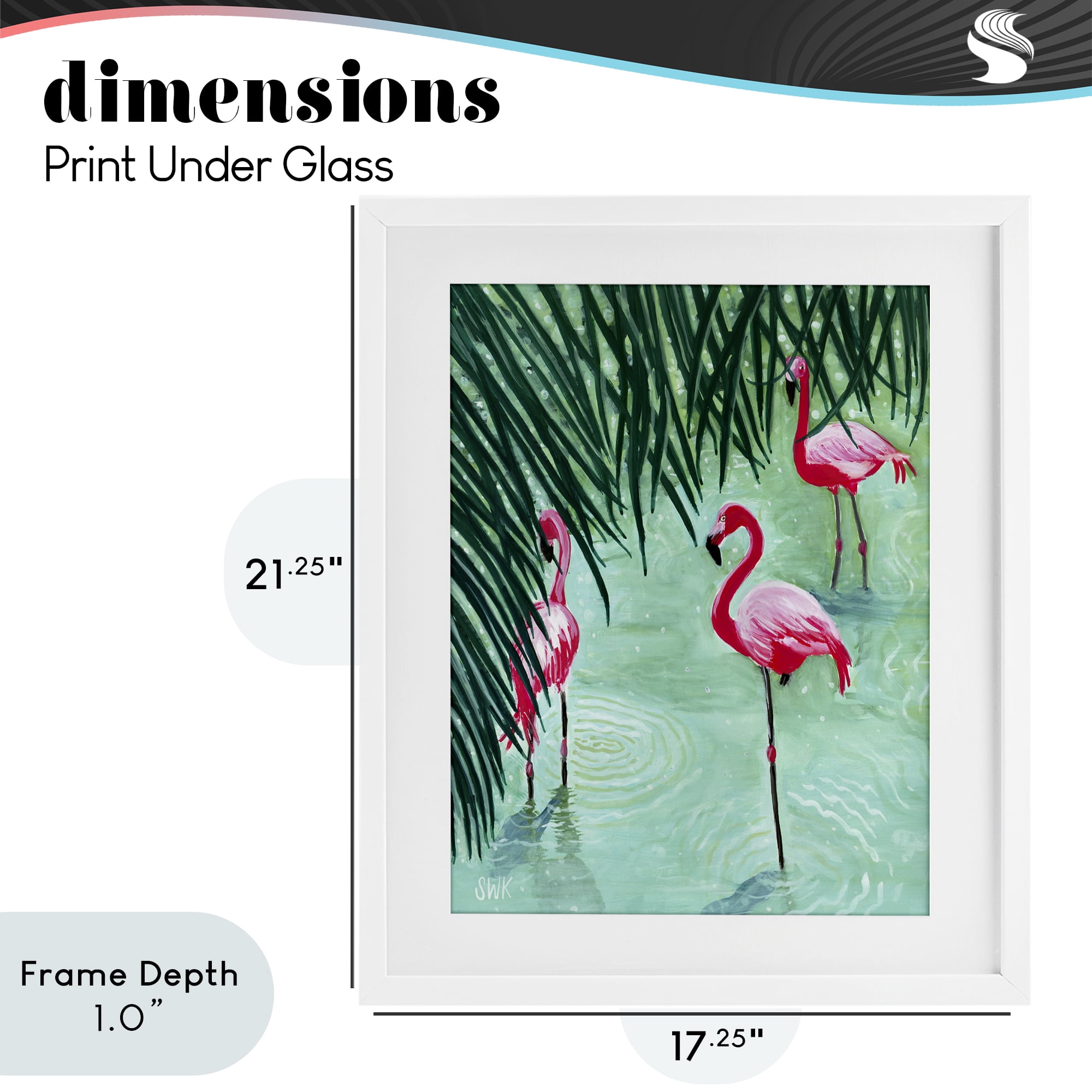 Stupell Industries Shallow Flamingo Pond White Framed Print Under Glass, design by Sarah Waldron Kimball
