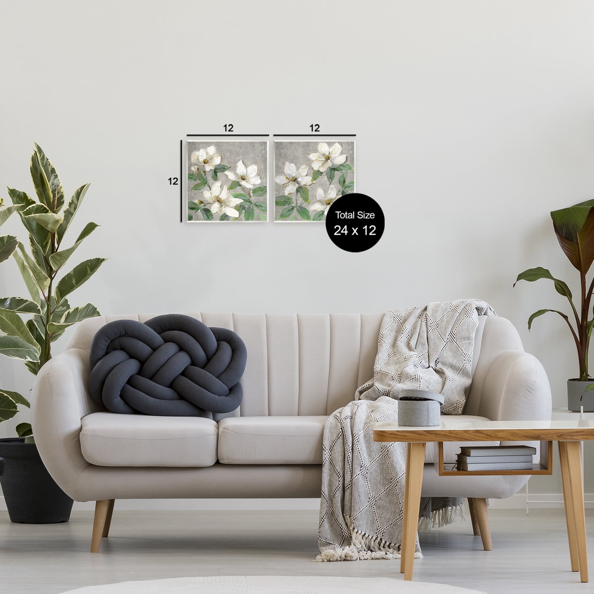 Stupell Industries Blooming Ivory Magnolias 2 Piece Wall Plaque Art Set, design by Sally Swatland