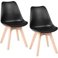 thumbnail image 1 of Modern Dining Chairs Set of 2, Armless Home Office Guest Chair with Padded Seat and Beech Wood Legs for Kitchen, Waiting Room, Conference and Reception, Black, 1 of 7