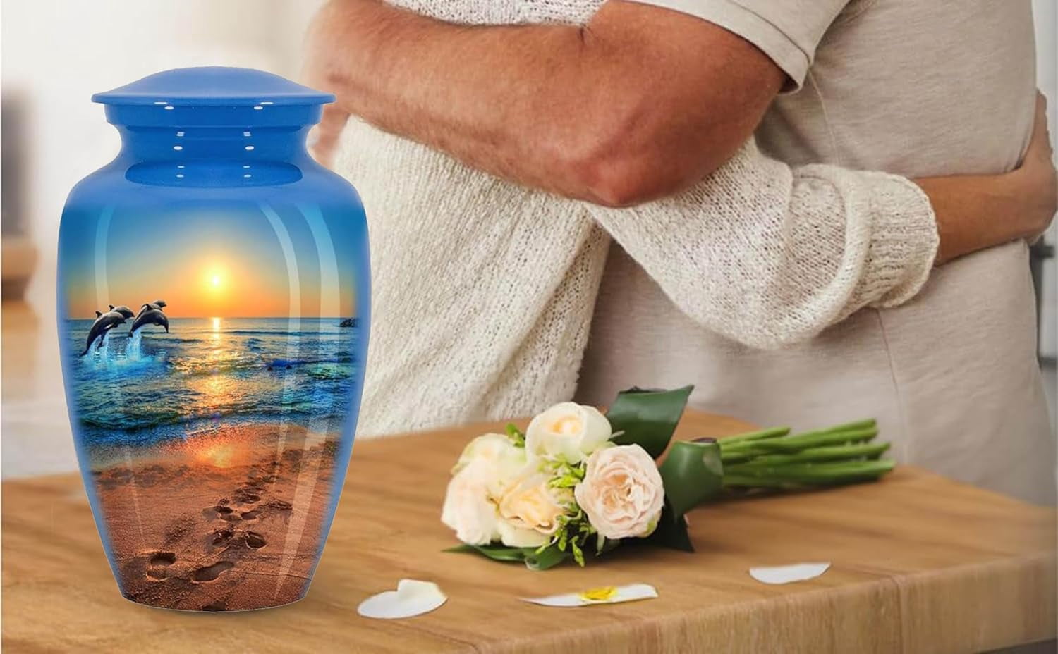 Dolphin Cremation Urn for Human Ashes Adult for Funeral, Burial & Home - Urns for Ashes Adult Memorials Urn Crafts - Large Urns & Cremation Urns for Divine Dolphins Size 10x6.5 in