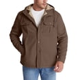 thumbnail image 5 of KIHOUT Winter Warm Coats for Men Fleece Extra Thick Stand Collar Long Sleeve Hooded Drawstring Pocket Button Open And Close Coat Long Sleeve Hooded Casual Outwear & Jackets,Size S-2XL, 5 of 9