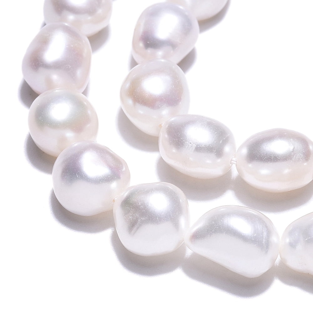 Natural Cultured Freshwater Pearl Beads Strands Baroque Pearls Keshi Pearl Beads Two Sides Polished Seashell Color 8.5~15x7~9.5x7~9mm Hole: 0.6mm about 33~37pcs/strand 14.17~14.57 inch(36~37cm)