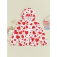 thumbnail image 2 of Bagilaanoe Little Girls Hooded Jacket Toddler Heart Print Long Sleeve Sweatshirt 3T 4T 5T 6T 7T 8T Kids Fall Casual Outwear, 2 of 9