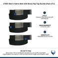 thumbnail image 3 of CTM  Fabric Belt with Brass Flip Top Buckle (Pack of 3) (Men), 3 of 3