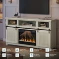 thumbnail image 4 of Bestier 60" Fireplace TV Stand for TVs up to 65" Farmhouse Barn Door Entertainment Center with 23" Remote Control Electric Fireplace , White Wash, 4 of 12
