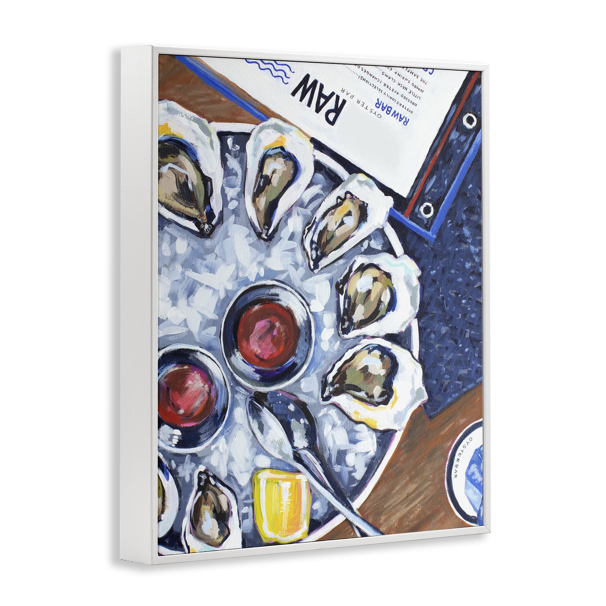 Stupell Industries Oysters on Ice White Framed Giclee Art, design by Rachel Nerney