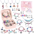 thumbnail image 1 of ELLENER Kit para hacer pulseras con dijes para niñas de 4, 5, 6, 7, 8, 9 y 10 años, regalos de cumpleaños, suministros para hacer joyas, cuentas, 68 piezas, kit de pulsera de la amistad, juego de rega, 1 of 8