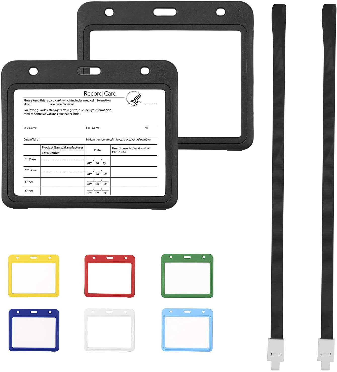 2 Pack Plastic Card Protector Sleeve with Lanyard, HTWW 4x3 Cards