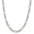 thumbnail image 6 of 925 Sterling Silver 9.5mm Pave Flat Figaro Chain 24 Inch, 6 of 7