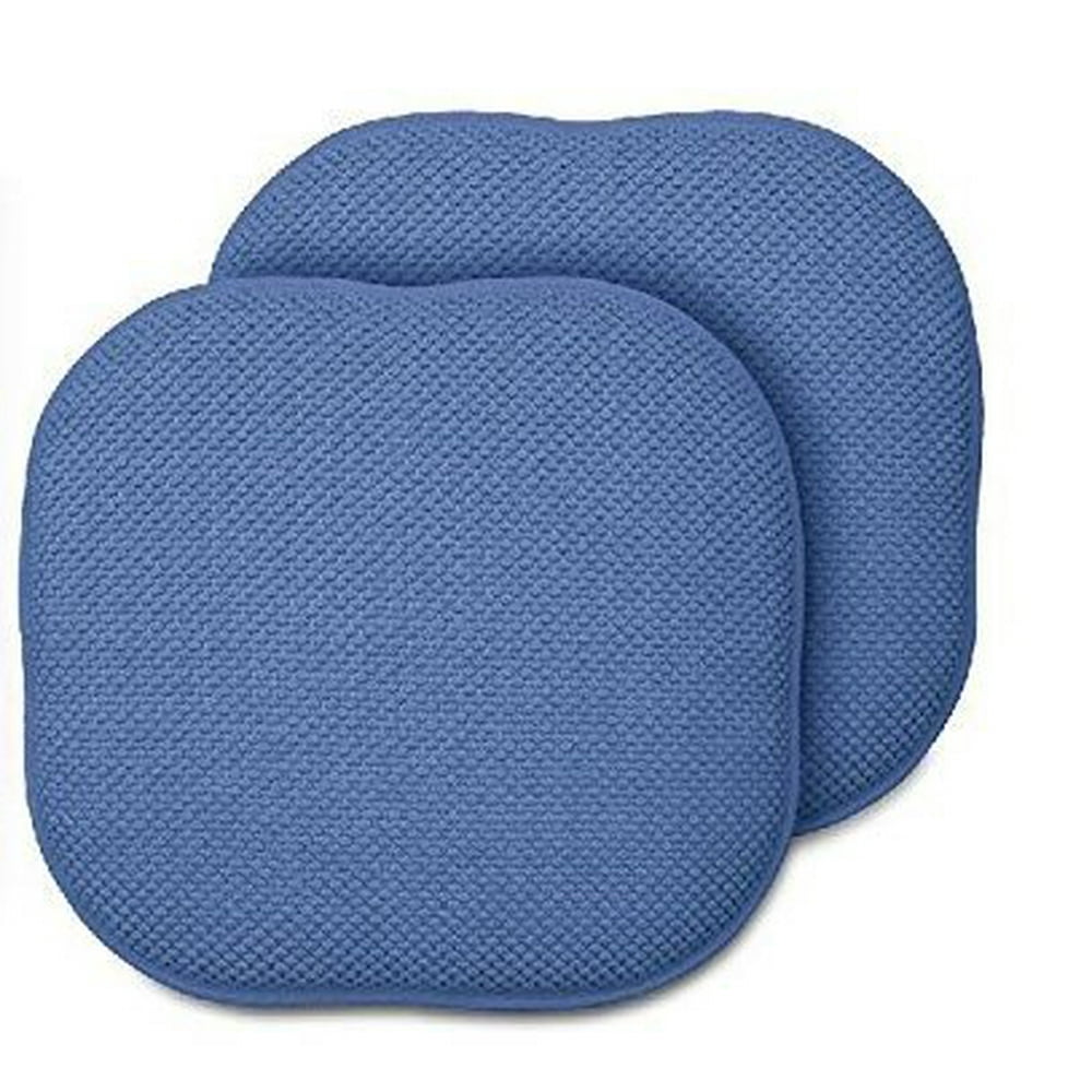 2 Pack GoodGram Non Slip Ultra Comfort Memory Foam Chair Pads Blue