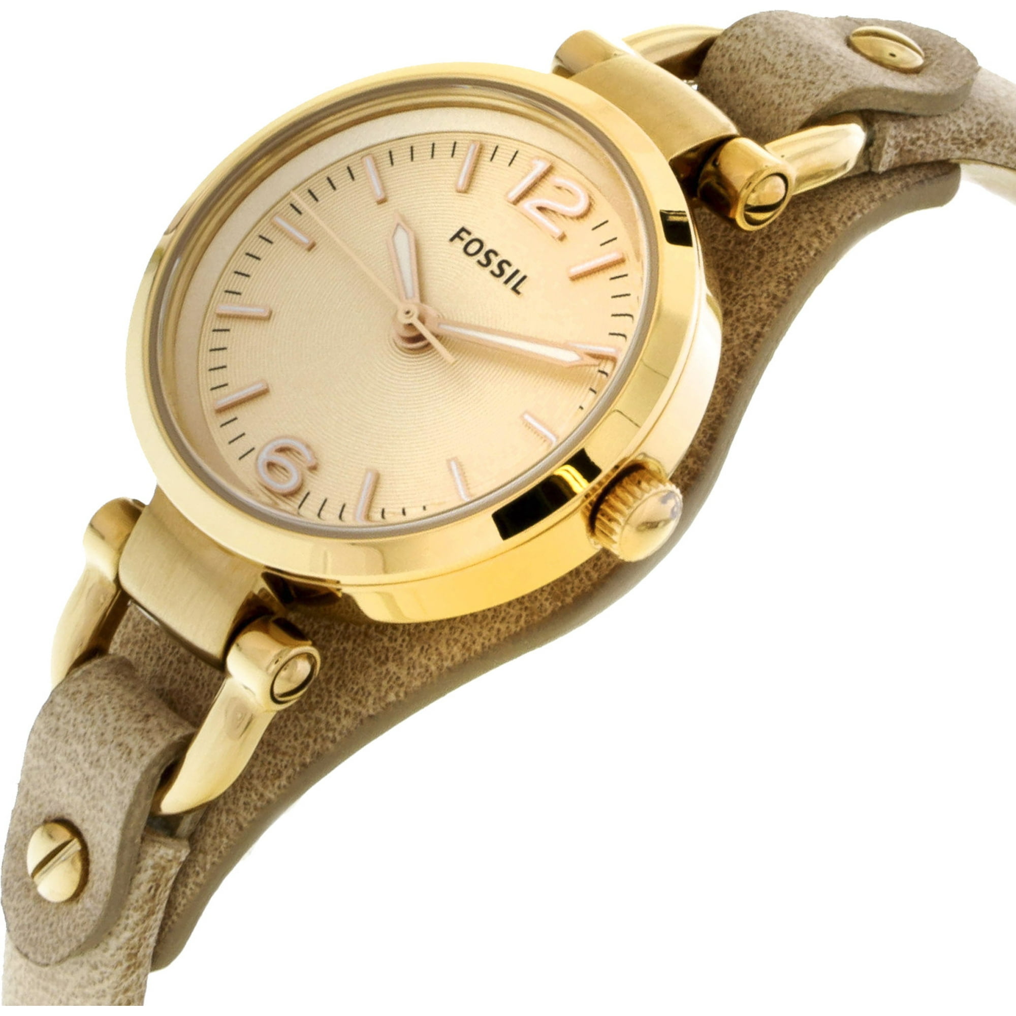 Fossil Georgia Mini Rose Dial Sand Leather Strap Ladies Watch 