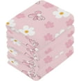 thumbnail image 3 of Coolnut Pink Cute Flower Washcloths Towels, Highly Absorbent and Soft Cotton Face Cloths, 4 Pack Quick Dry Wash Cloths - 12 X 12 Inches Washcloth Gift, 3 of 7